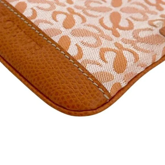 Loewe Coin Case Orange Anagram Coin Purse Canvas Leather